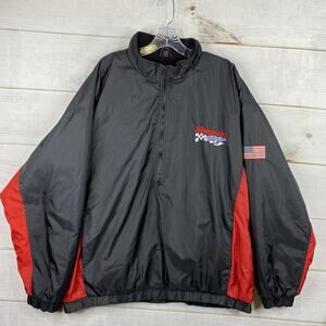 Snap-On Tools Racing Jacket Mens 2XL 1/2 Zip Pullover Cafe Racer Bomber Black